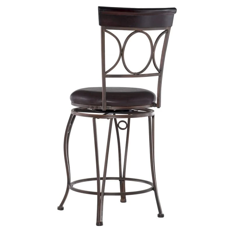 Linon Black Spiral Back Faux Leather Counter Stool