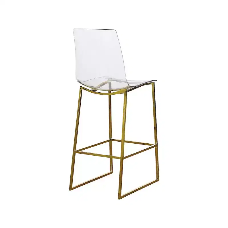 Meridian Furniture,Lumen Gold Metal/Lucite Polycarbonate Stool