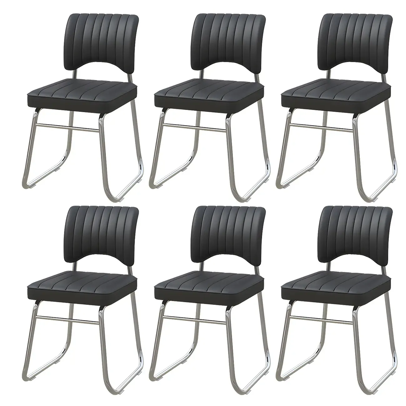 Modern Black Steel Leather Upholstered Office Chair