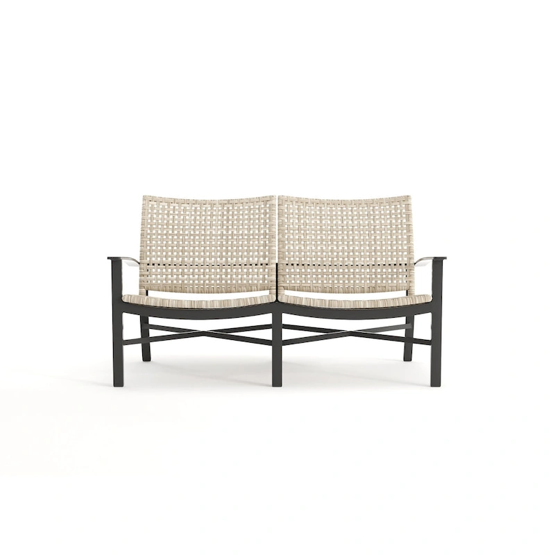 Winston Jasper Textured Pewter with Beechwood Weave Loveseat