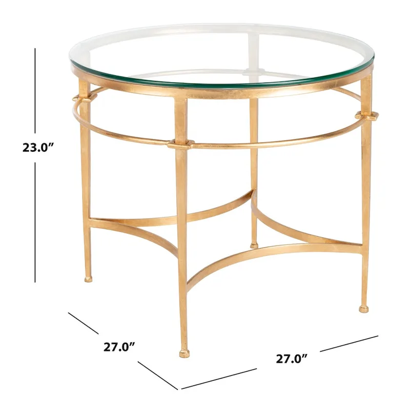 SAFAVIEH Couture Venie Round Antique Gold Glass Side Table - 27 W x 27 D x 23 H - 27Wx27Dx23H