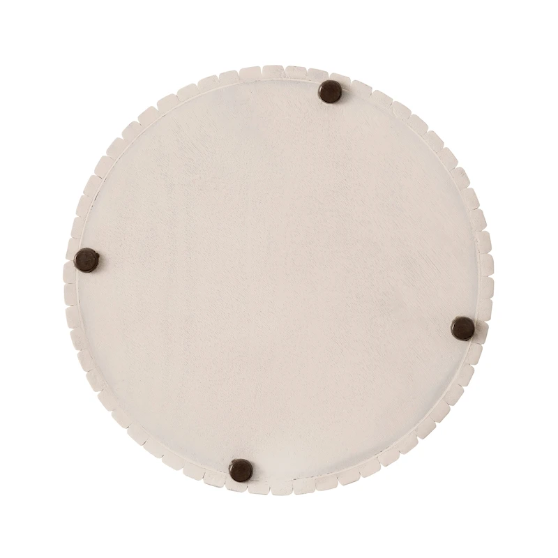 Round Wood End Table Fluted Pedestal Side Table