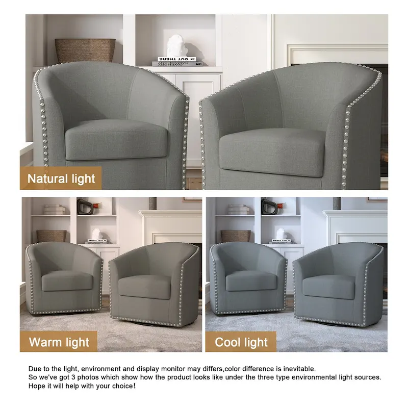 Nailhead Trim Upholstered Swivel Accent Chairs Set of 2