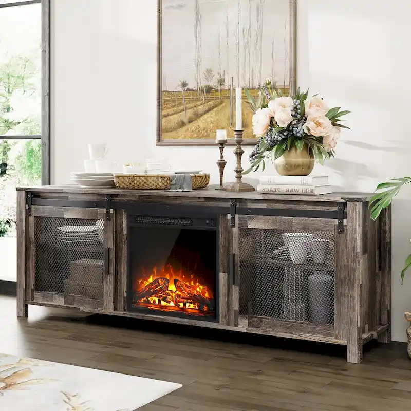 WAMPAT 36 inch 3 Sided Glass Electric Fireplace InsertBlack