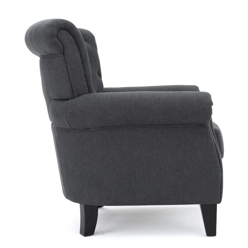 Accent Chair With Tufted Backrest With Wooden Legs