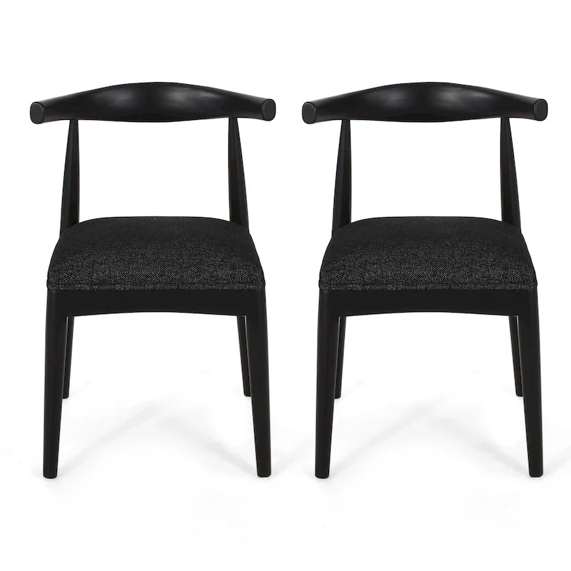 Fabric and Rubberwood Dining Chairs (Set of 2)