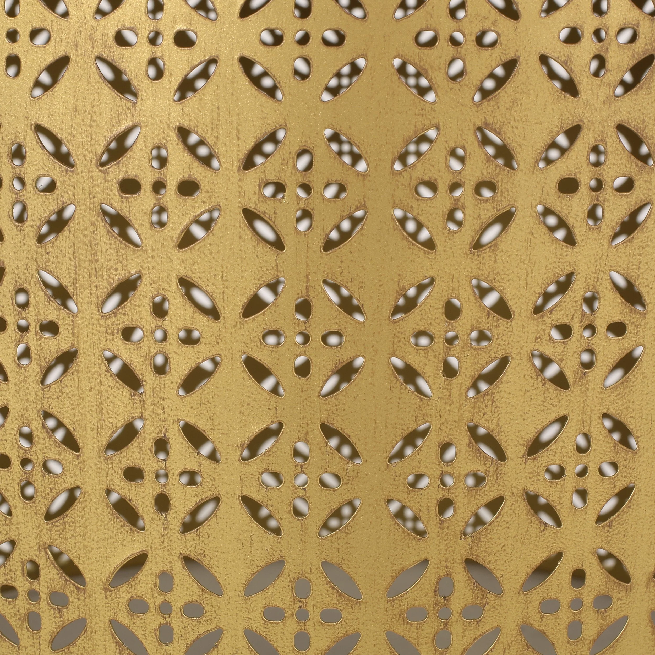 Boho Lace Cut Iron Coffee Table, Gold Brushed Brown - NH579413