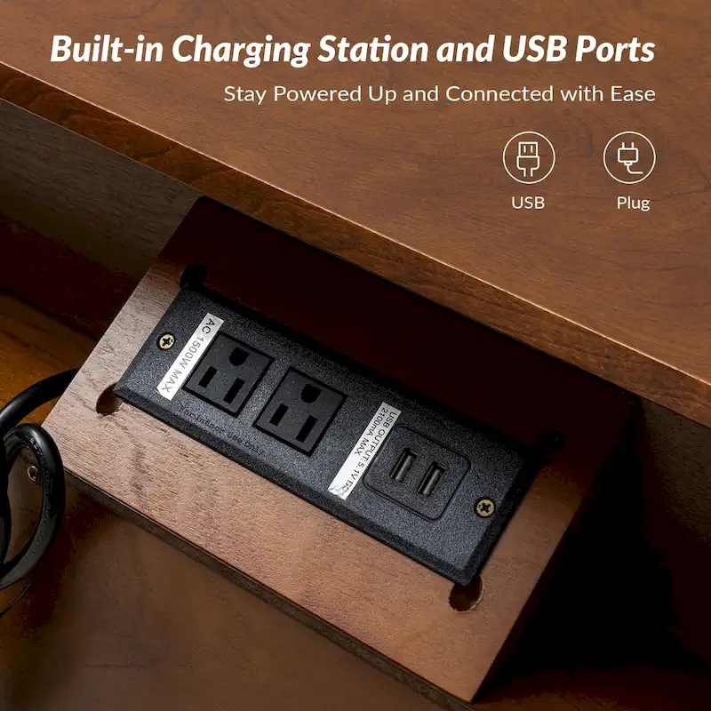 Jennifer 2 - Drawer Nightstand with Built-In Outlets and Pull-out Tray Set of 2 by HULALA HOME