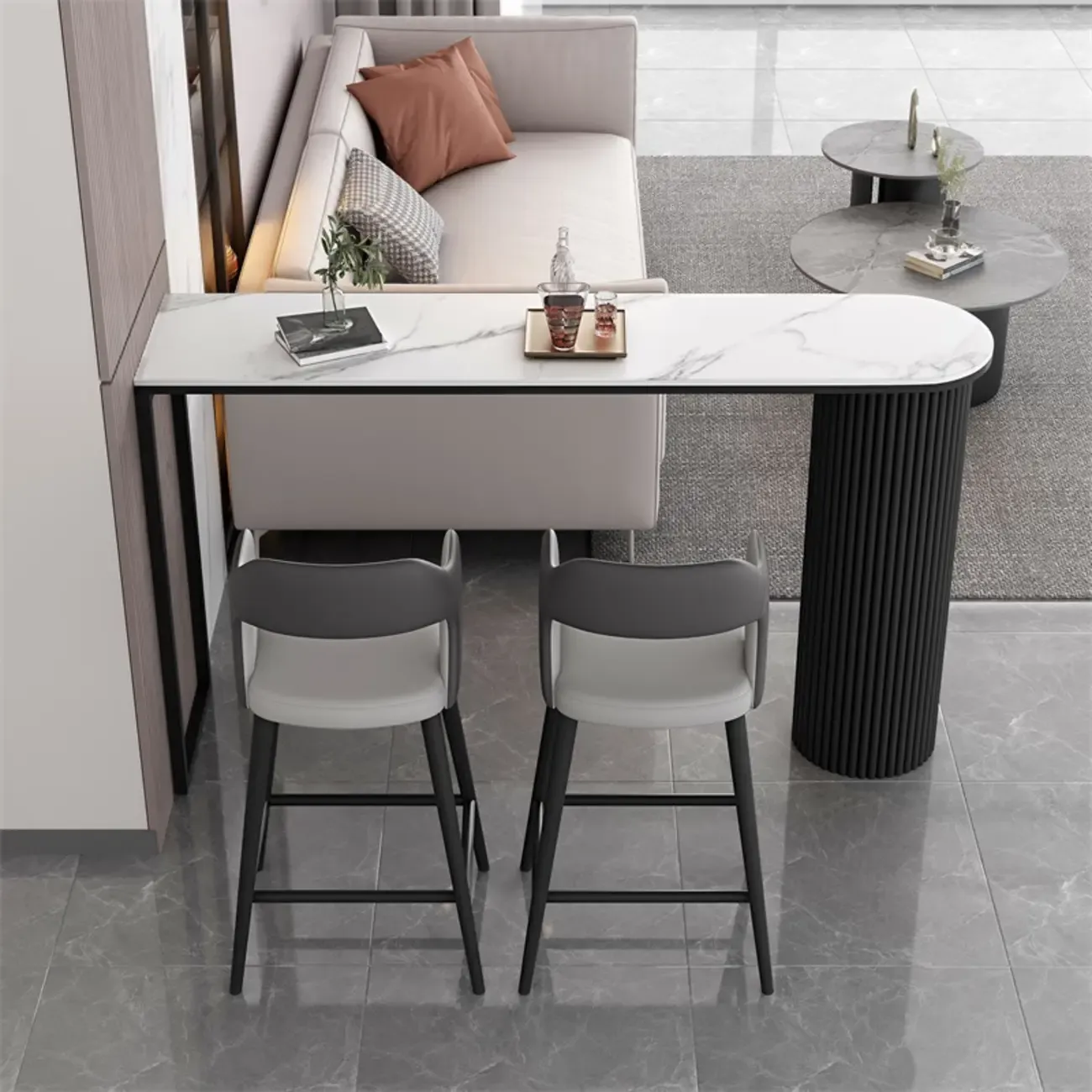 Modern Irregular Stone Metal Bar Tables