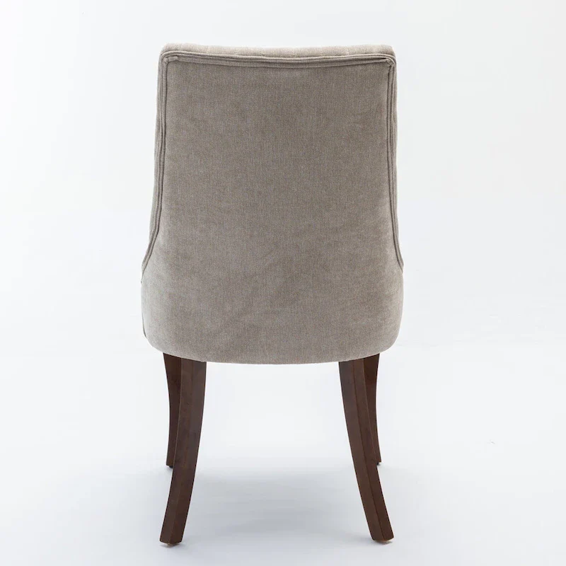 2-Piece Armless Dining Chairs Set with High Back, Upholstered Kitchen Accent Chairs with Curved Solid Wood Legs