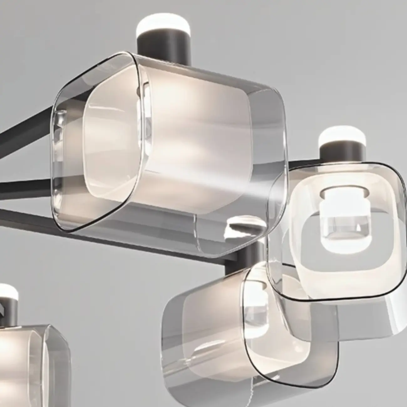 Modern 10-Light Circle Geometric Clear Glass Chandelier