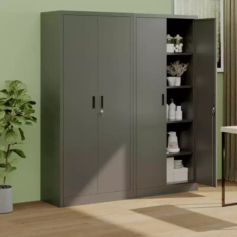 COZONY 71-Inch Tall Metal Storage Cabinet with Doors 4 Adjustable Shelves Lock Feet for Pantry Garage Bedroom Office Shop