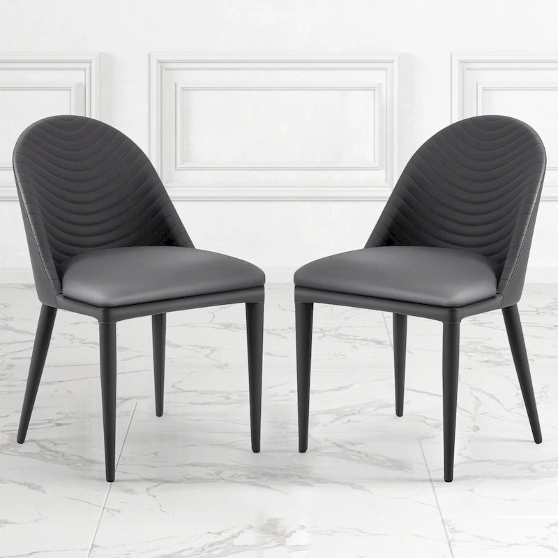 Fully Assembled Microfiber Leather Upholstered Dining Chairs, Set of 2 - 22.44 D x 18.5 W x 32.28 H