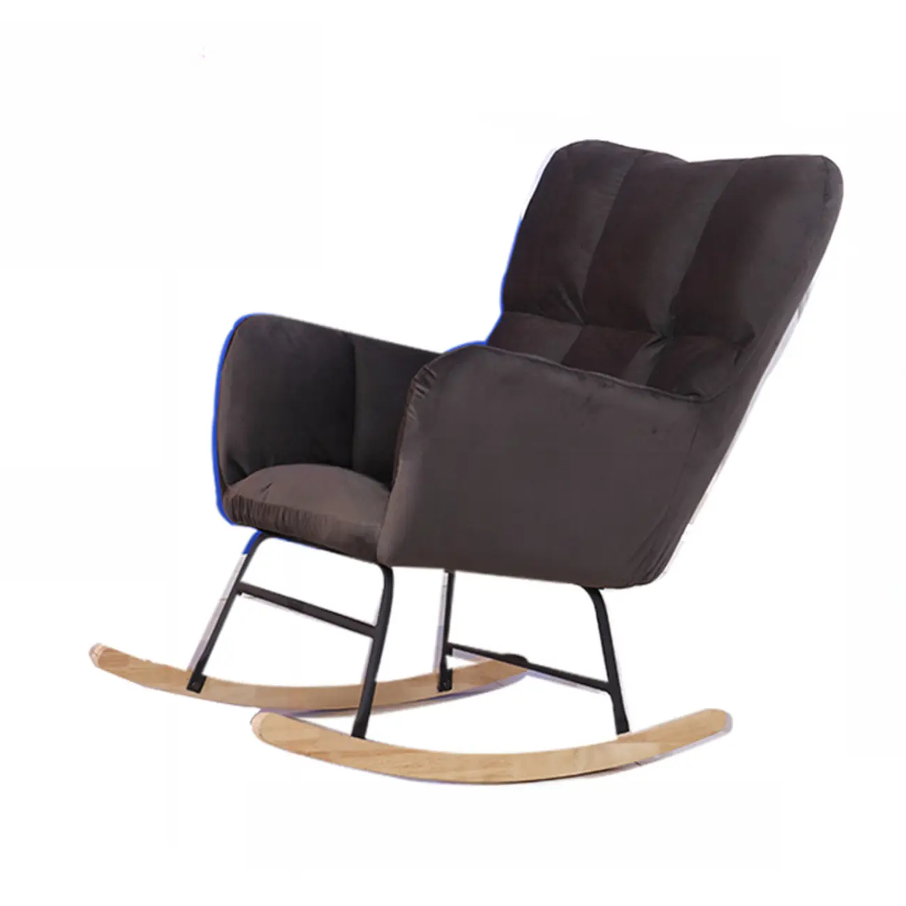 Tech Cloth Upholstered Wood Rocking Chair with Recessed Arm