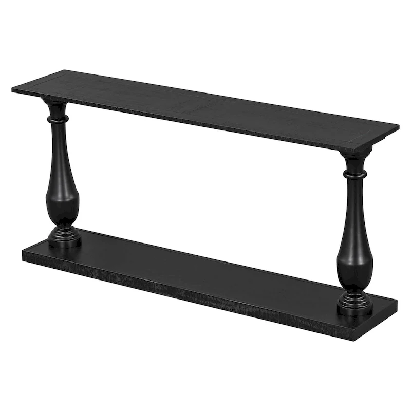 Vase-Leg Design Console Table Narrow Entryway Table Sofa Side Table with Bottom Shelf