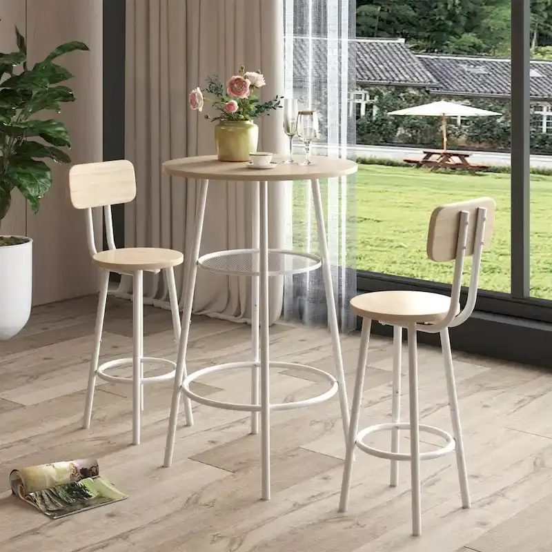 CUSchoice Stylish Bar Table Set With 2 Stools and Partition Included - 24*24*35.5(inch)