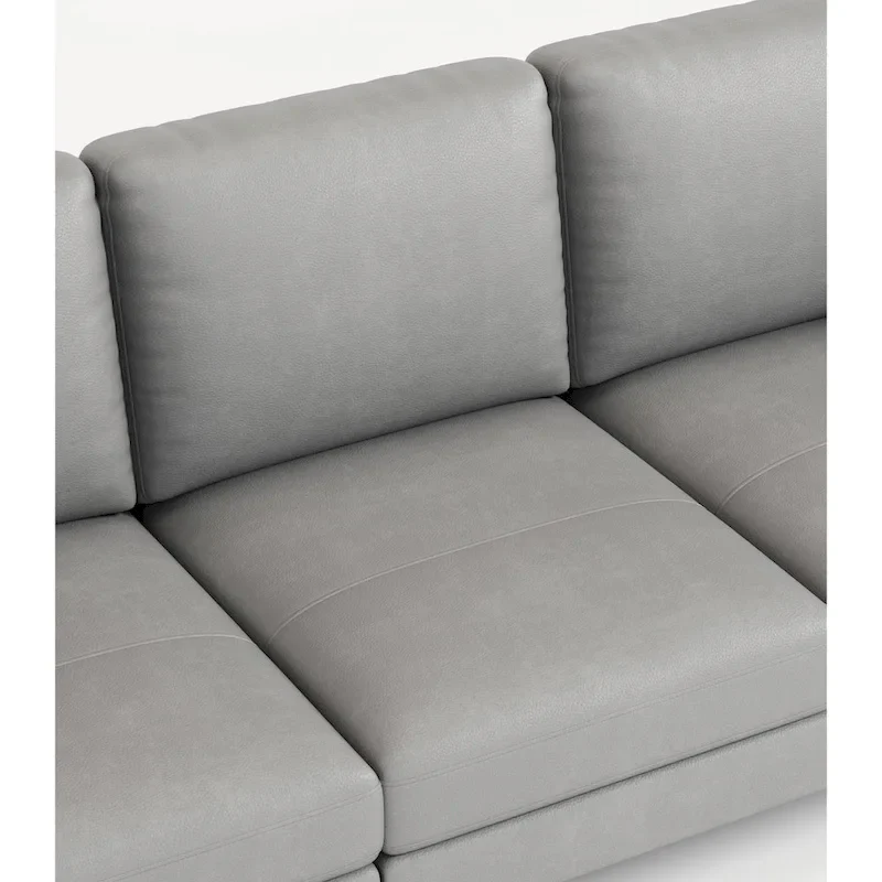 77 Genuine Leather 3 Seater Sofa Couch with USB Charger, High-Resiliency Cushions and Black Metal Legs