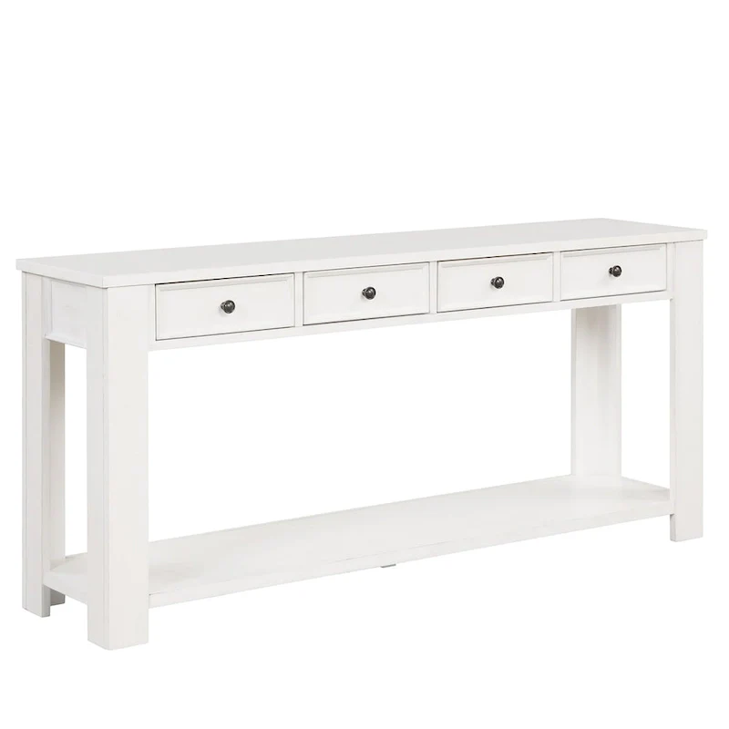 63 Pine Wood Console Table with 4 Drawers and 1 Bottom Shelf