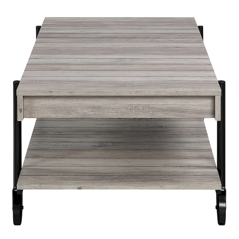 Farmhouse Steel 2-Piece Coffee Table Set with Shelf