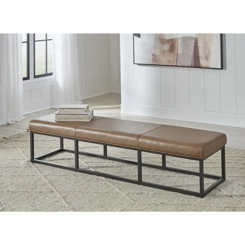 Joston Brown/Black Accent Bench - 70.87 W x 18.87 D x 15.75 H
