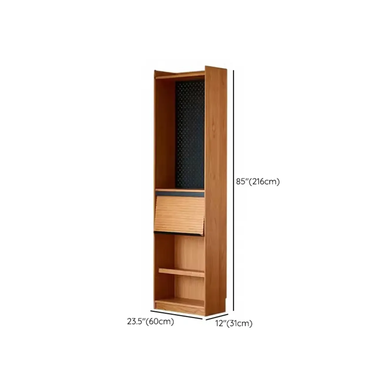 Adjustable Solid Wood Brown Display Cabinet with Light