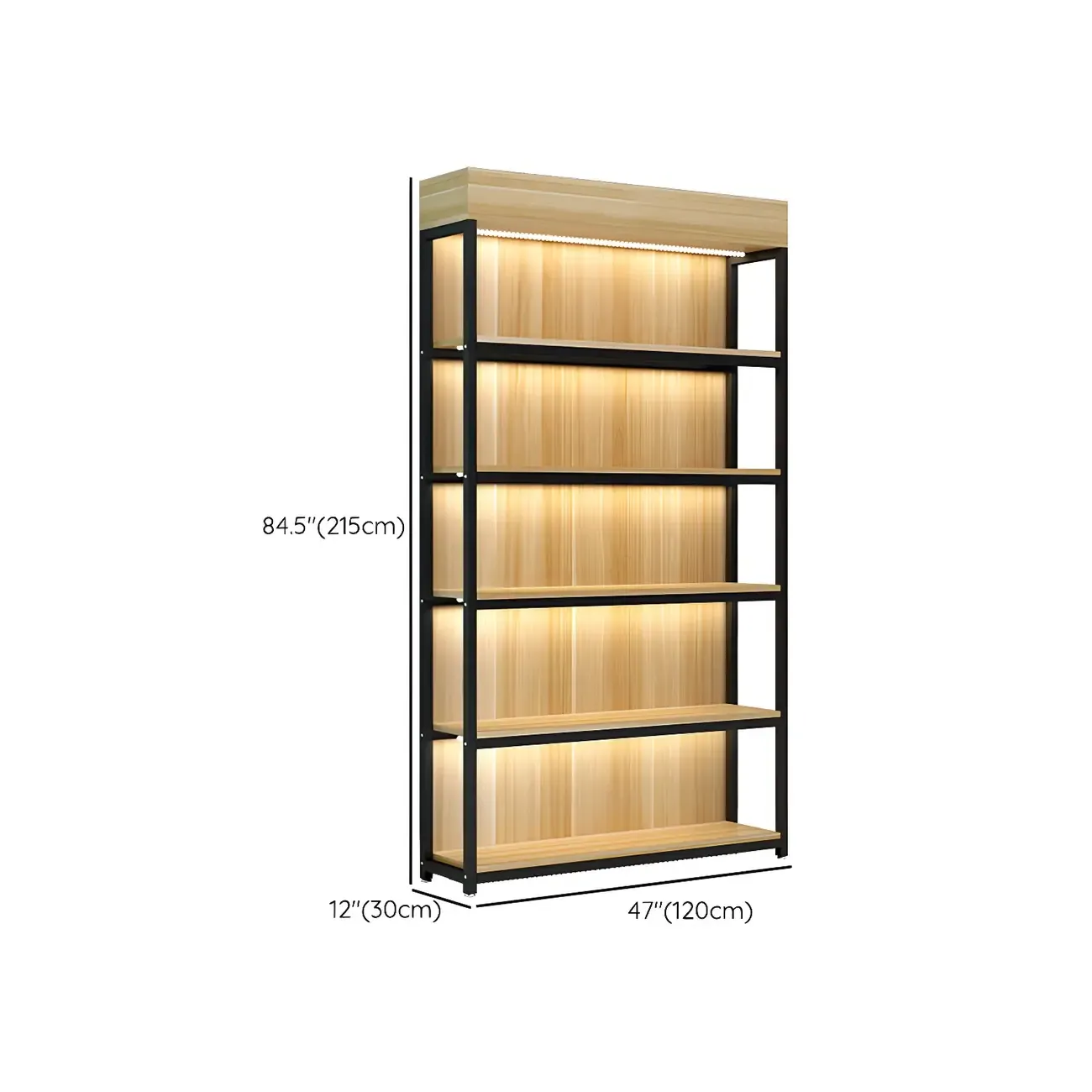 Modern Wood Open Multi-Shelf Large Display Cabinet
