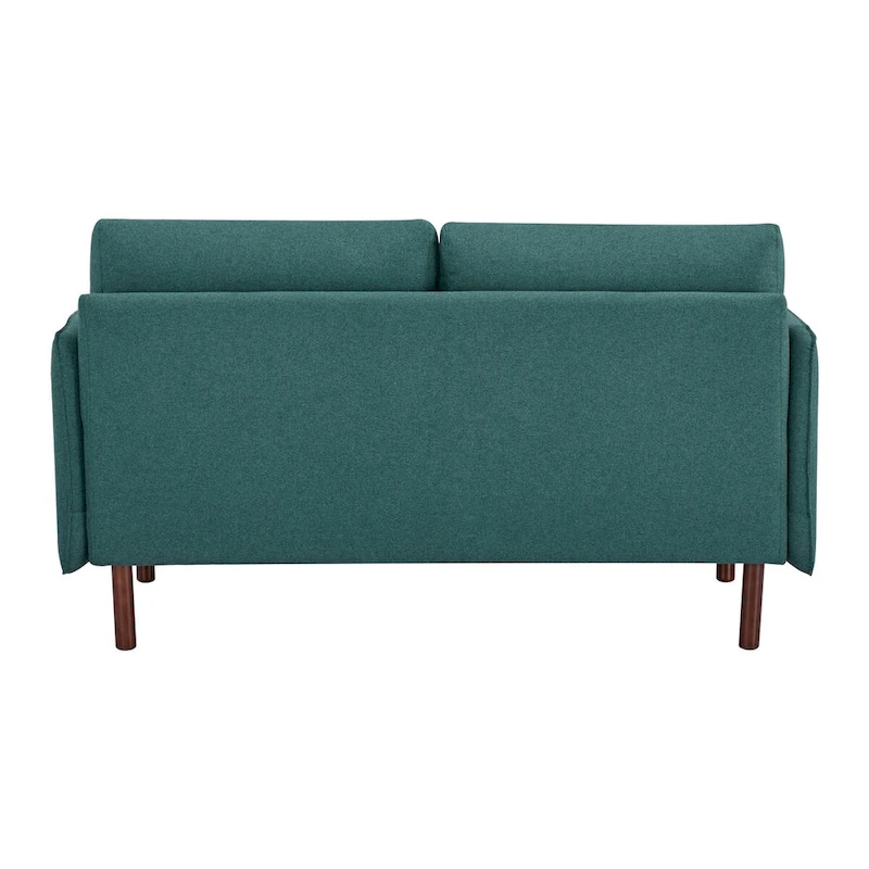 Yucca Modern Loveseat Sofa, Polyester / Vegan Leather Settee Couch - Includes 2 Pillows