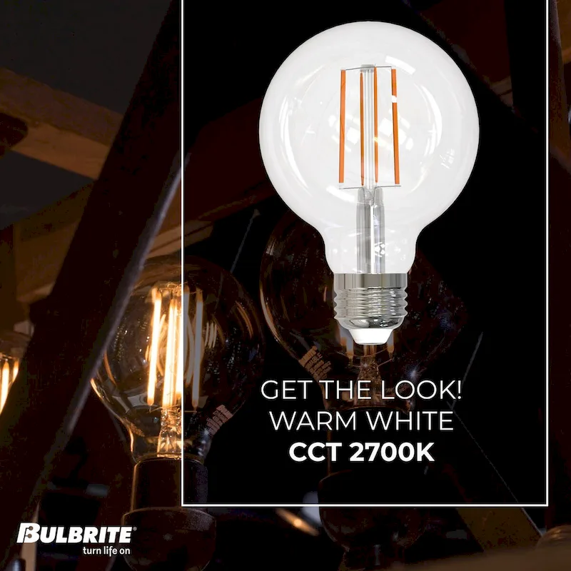 Bulbrite LED Filament Pack of (4) 13 Watt Dimmable G25 Light Bulbs with a Clear Finish and Medium (E26) Base - 2700K