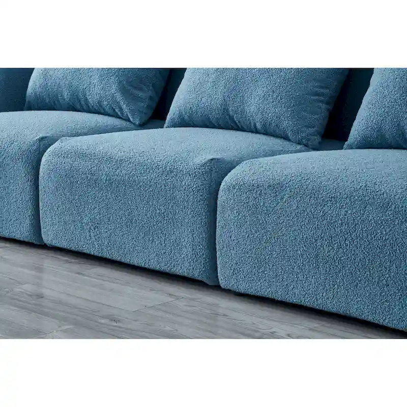 Living Room Furniture Three Seat Lazy Sofa Teddy Fabric White