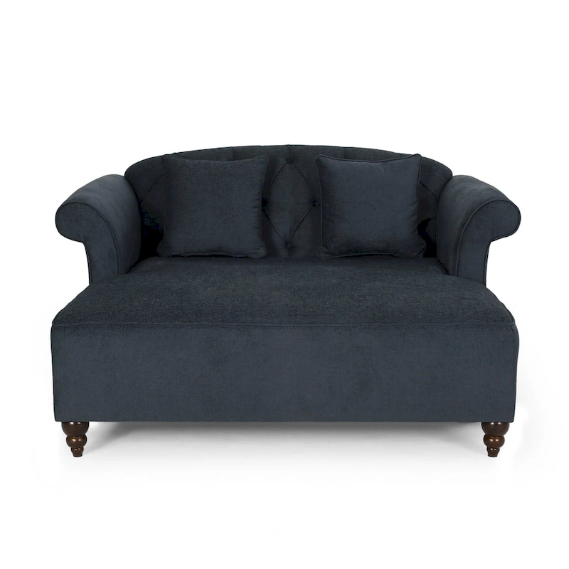 Charcoal 66 Upholstered Loveseat Chaise Lounge Chair with Birch Legs