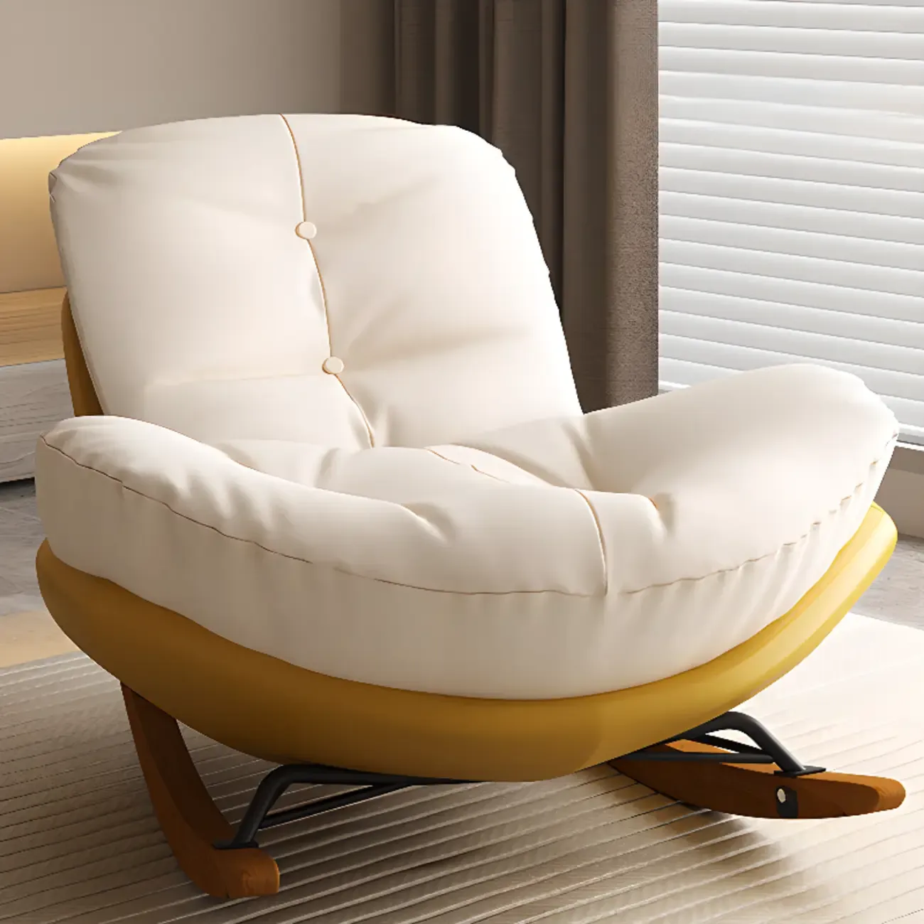 Scandinavian Upholstered Rocking Chair with Optional Ottoman