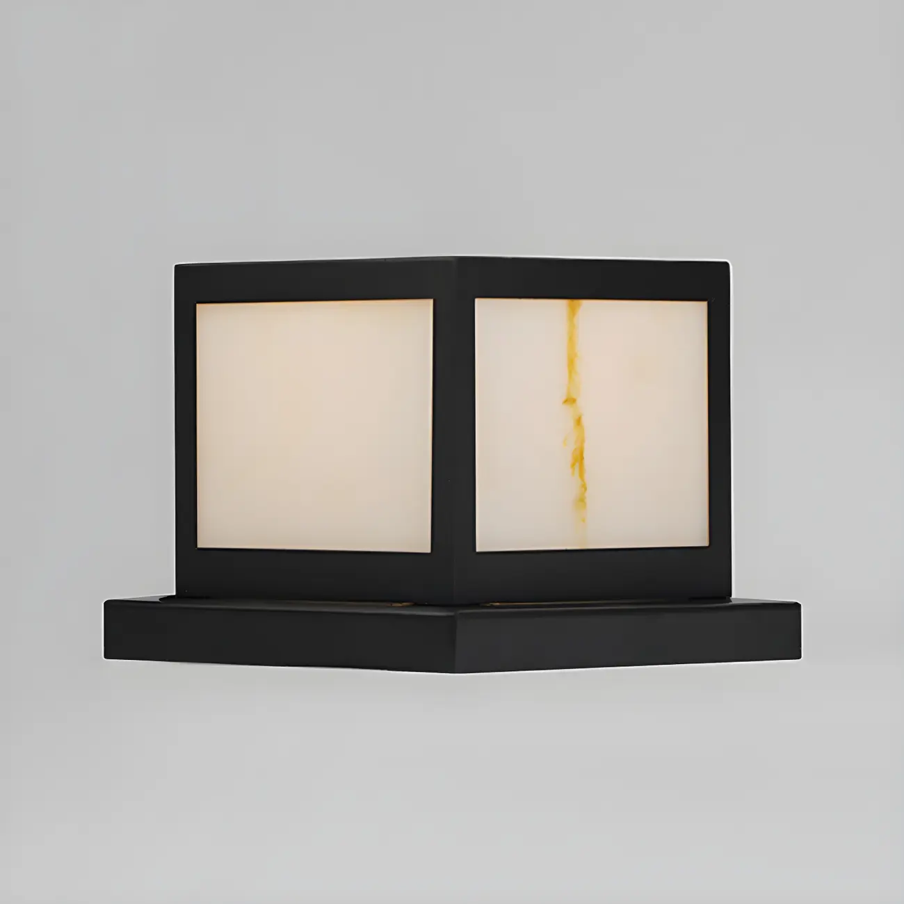 Modern Black Cube Solar Outdoor Post Lights