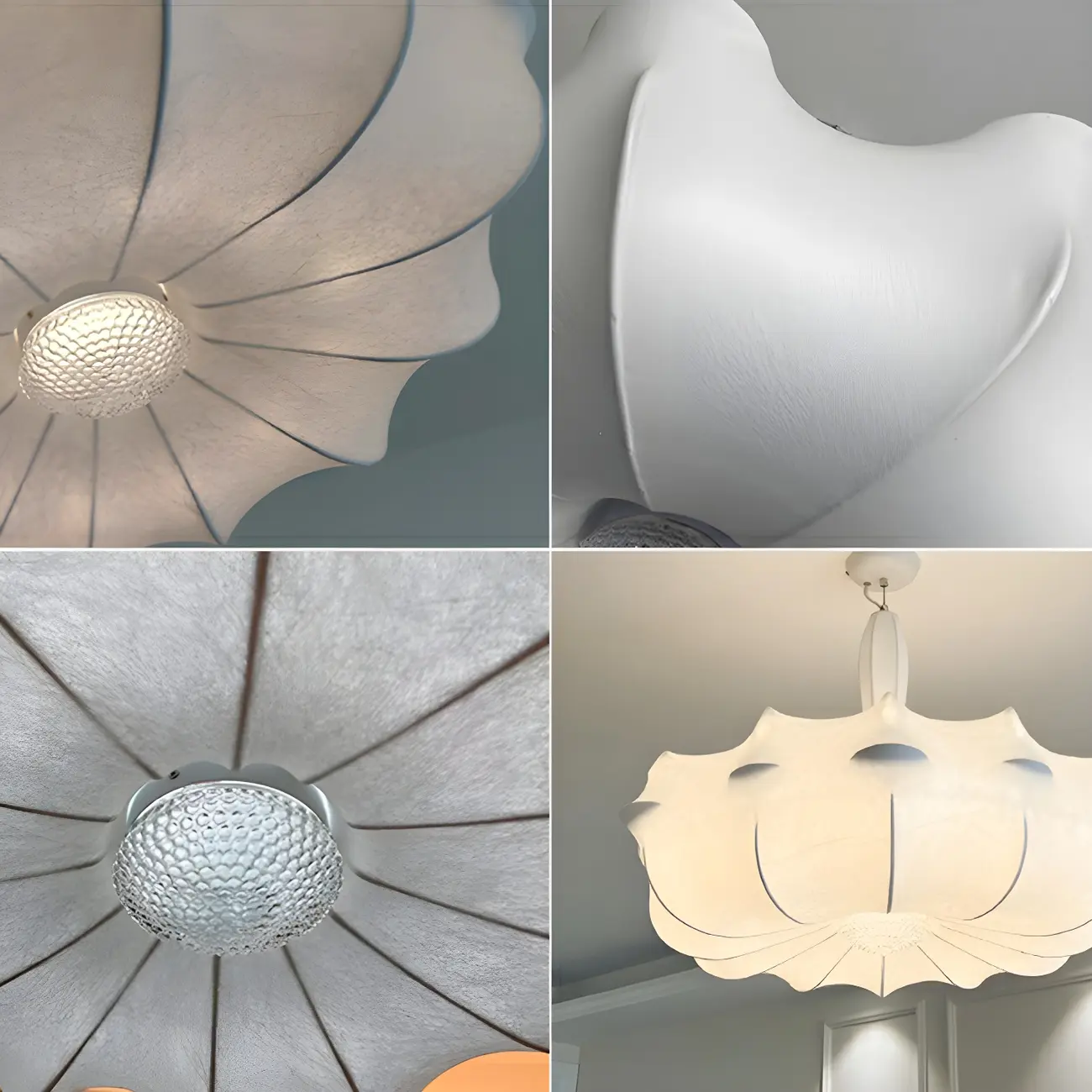 Modern White Flower-Shaped Drum Chandelier Height Adjustable