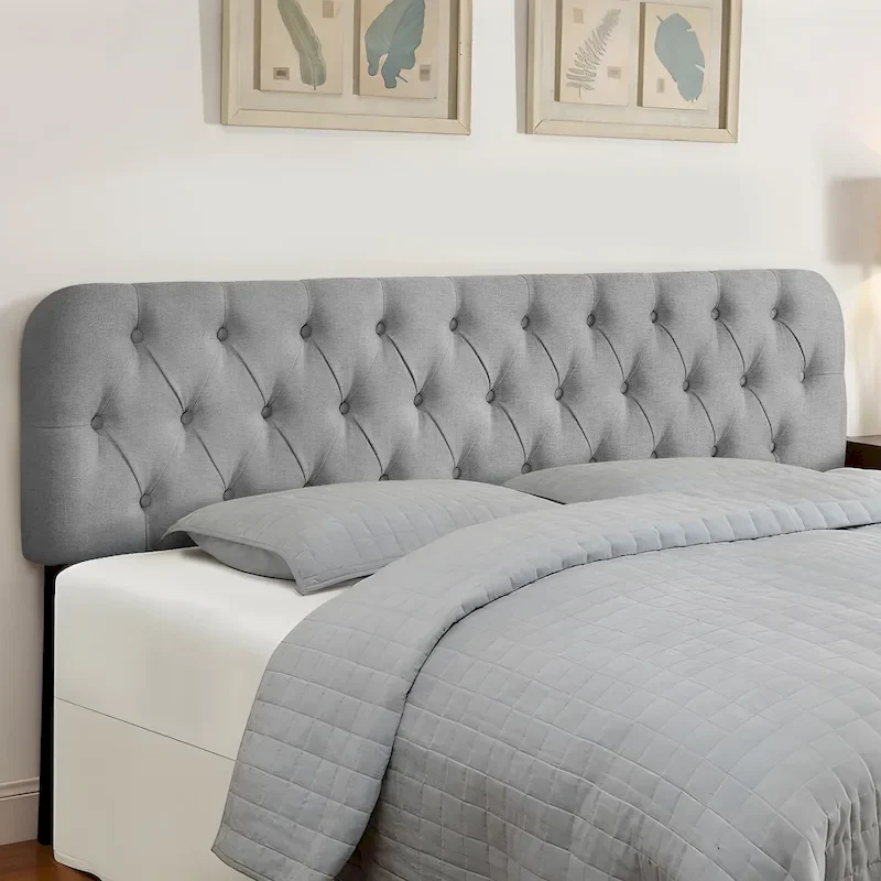 Button Tufted Upholstered Headboard Adjustable Height