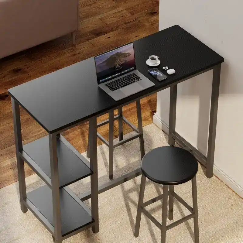 Bar Table Set with 2 Stools for Breakfast Nook, Dining Room, Living Room, Kitchen, Dining Hall