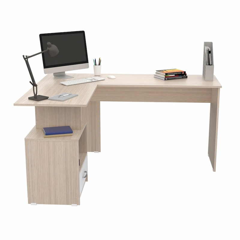 Inval Merlin L-Shape Computer Desk with Cubby