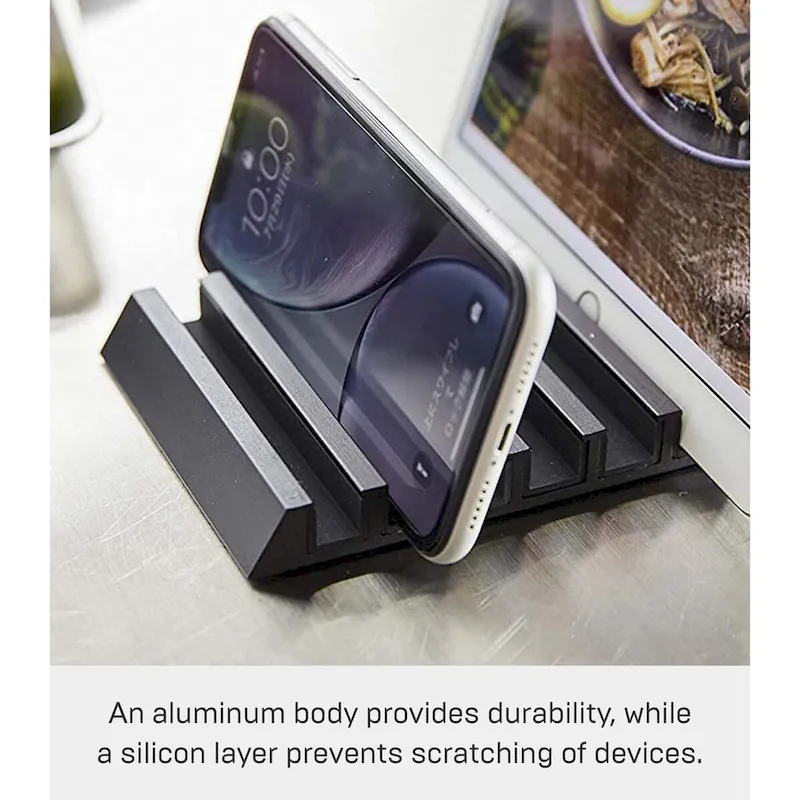 Yamazaki Home Phone and Tablet Stand - Aluminum, Aluminum - L 5.12 x W 3.94 x H 0.71 inches