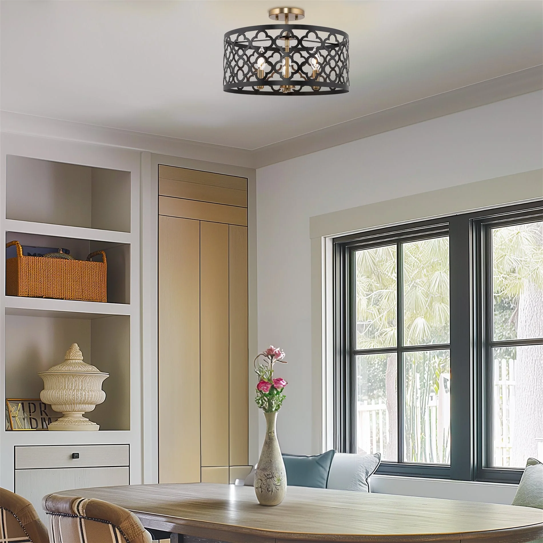 Sutton 16 3-Light Modern Semi-Flush Mount Ceiling Light
