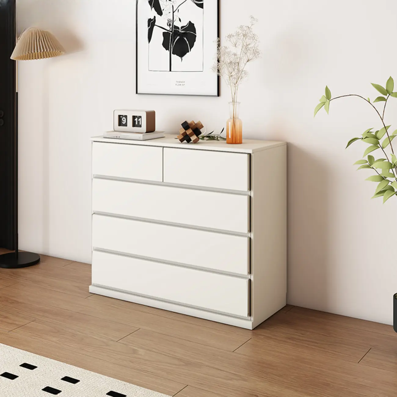 Minimalist Solid Wood Double Dresser with 10-Drawers