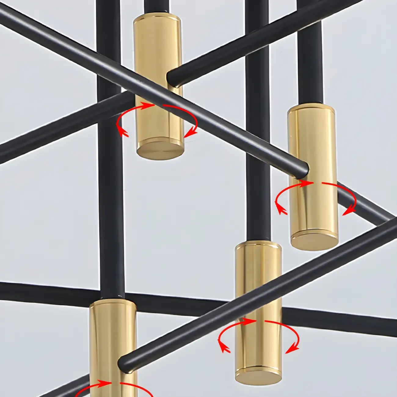 Modern Industrial Black Gold Sputnik Semi Flush Ceiling Light