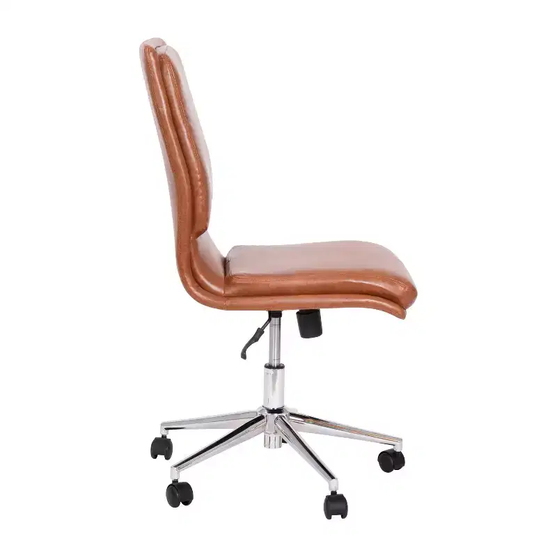 Emma and Oliver Modern Faux Leather Upholstered Mid-Back Home Office Chair with 5 Star Base and Pneumatic Seat Height Adjustment