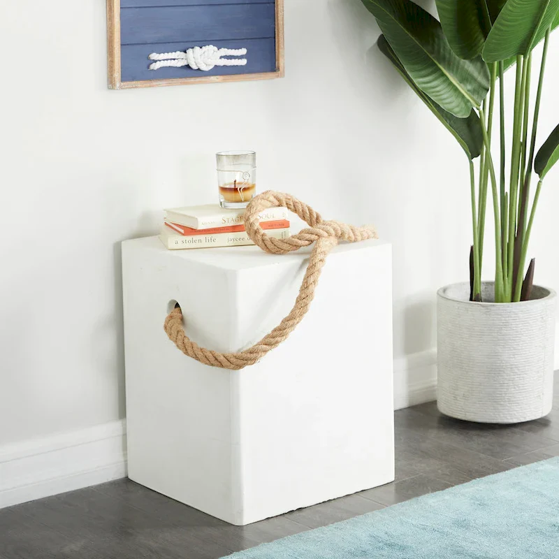 Fiber clay Contemporary Outdoor Accent Table - 15 x 15 x 18