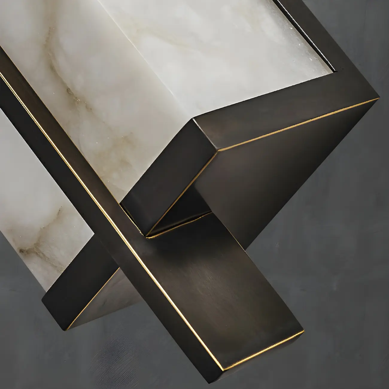 Modern Rectangle Stone Shade Metal LED Wall Sconce