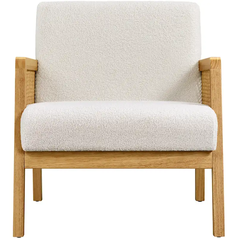 Yaheetech Modern Upholstered Fabric Accent Chair with Rattan Sides - 273031