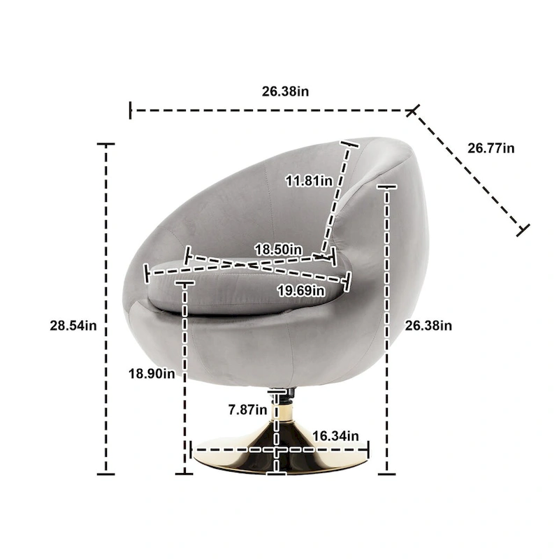 HOMEFUN Velvet 360 Degree Swivel Right Cuddle Barrel Accent Chairs