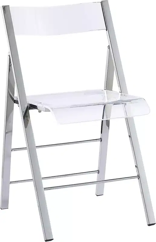 InterSpaceLiving Kasper Flex Luxury Modern Folding Chair Acrylic Lucite 2 Pk