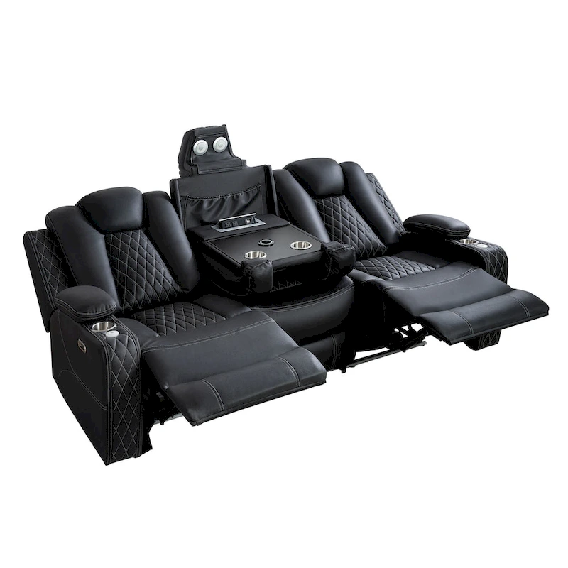 Deluxe Theater-Style Reclining Sofa Set with Power Recline, LED Lights, Wireless Charging and bluetooth Speaker