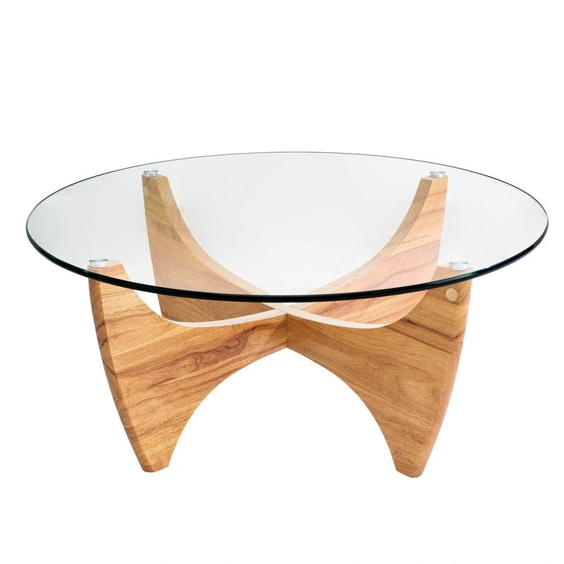 Round Glass Top Coffee Table Solid Wood - 35.435.416
