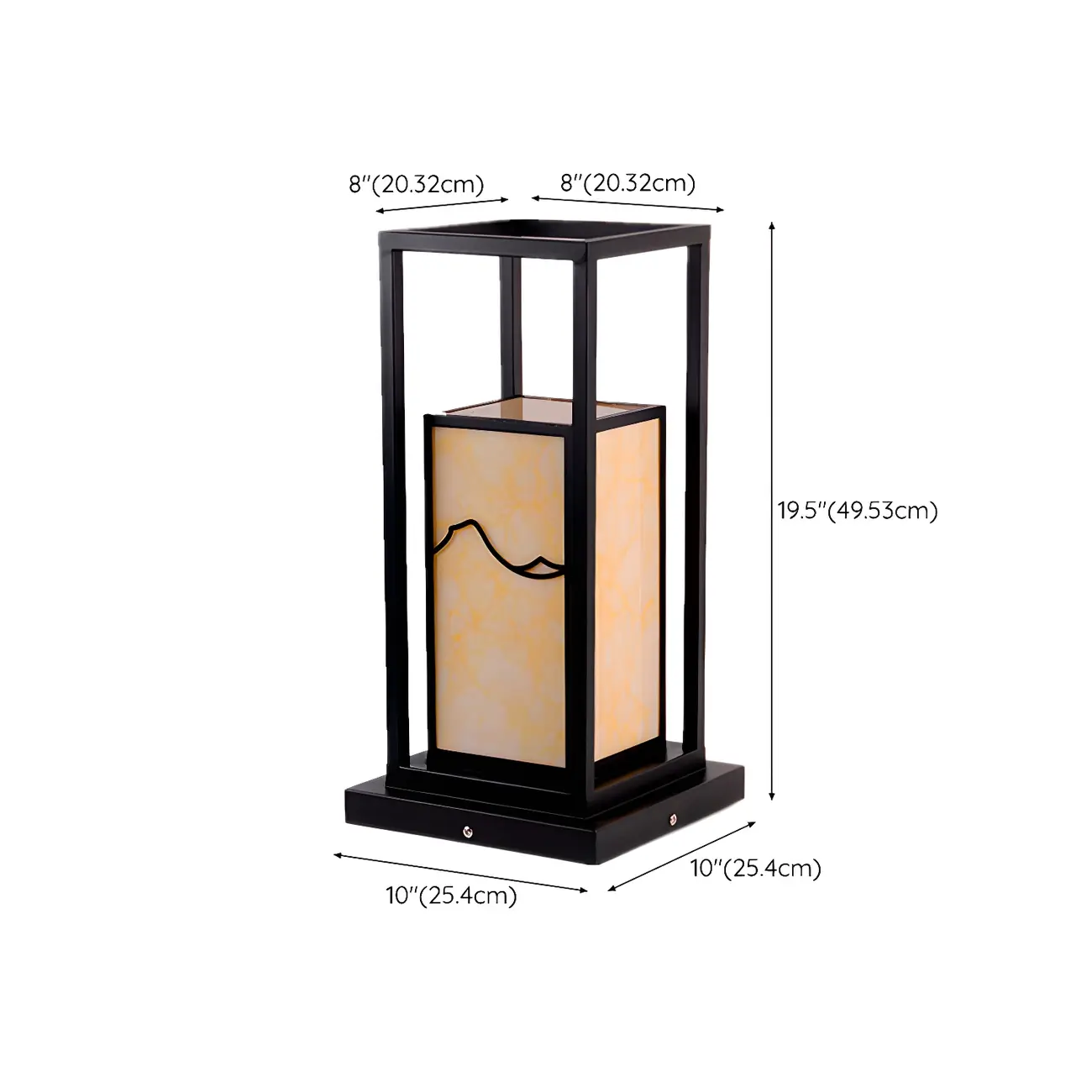 Black Metal Glass Geometric Post Cap Light