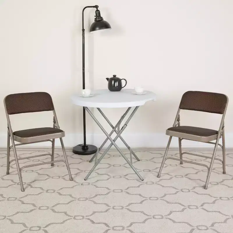 Emma and Oliver 4 Pack Curved Triple Braced & Double Hinged Fabric Upholstered Metal Folding Chair